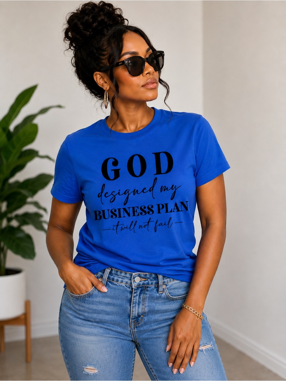 Bella Canvas Royal Blue Graphic Tee with Black Text